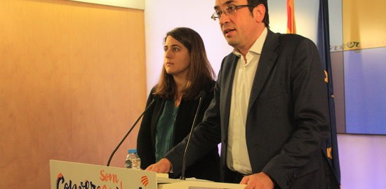 El coordinador general de CDC, Josep Rull, i la portaveu del partit, Marta Pascal.