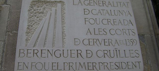 Placa presidència de la Generalitat Berenguer de Cruïlles.