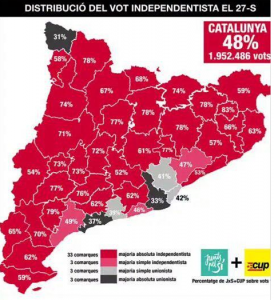 Mapa vot independentista 27-S