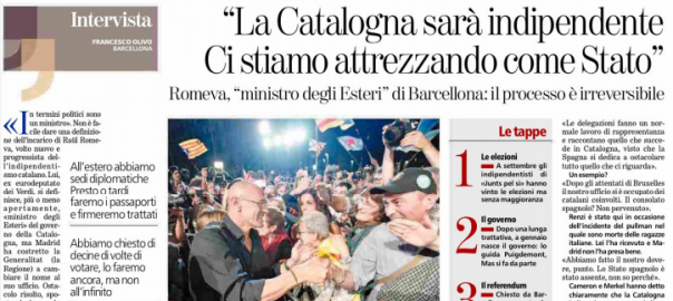 entrevista Romeva La Stampa