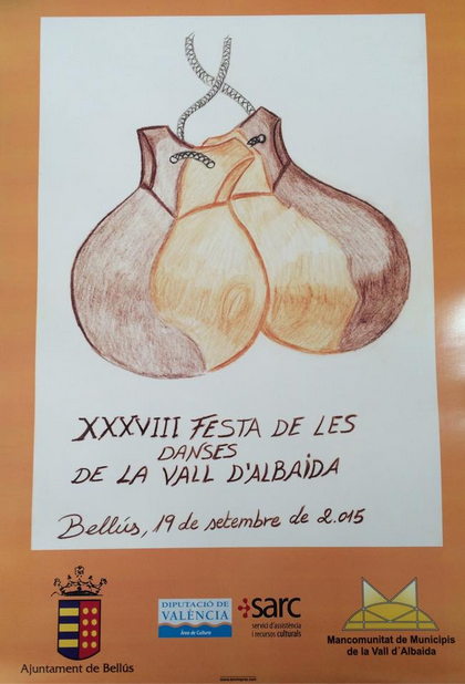 Cartell de la 38a Festa de les Danses de la Vall d'Albaida a Bellús (2015)