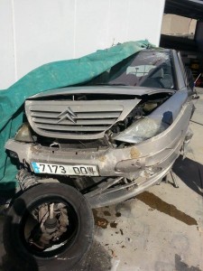 Cotxe de Llúcia Gregori després de l'accident