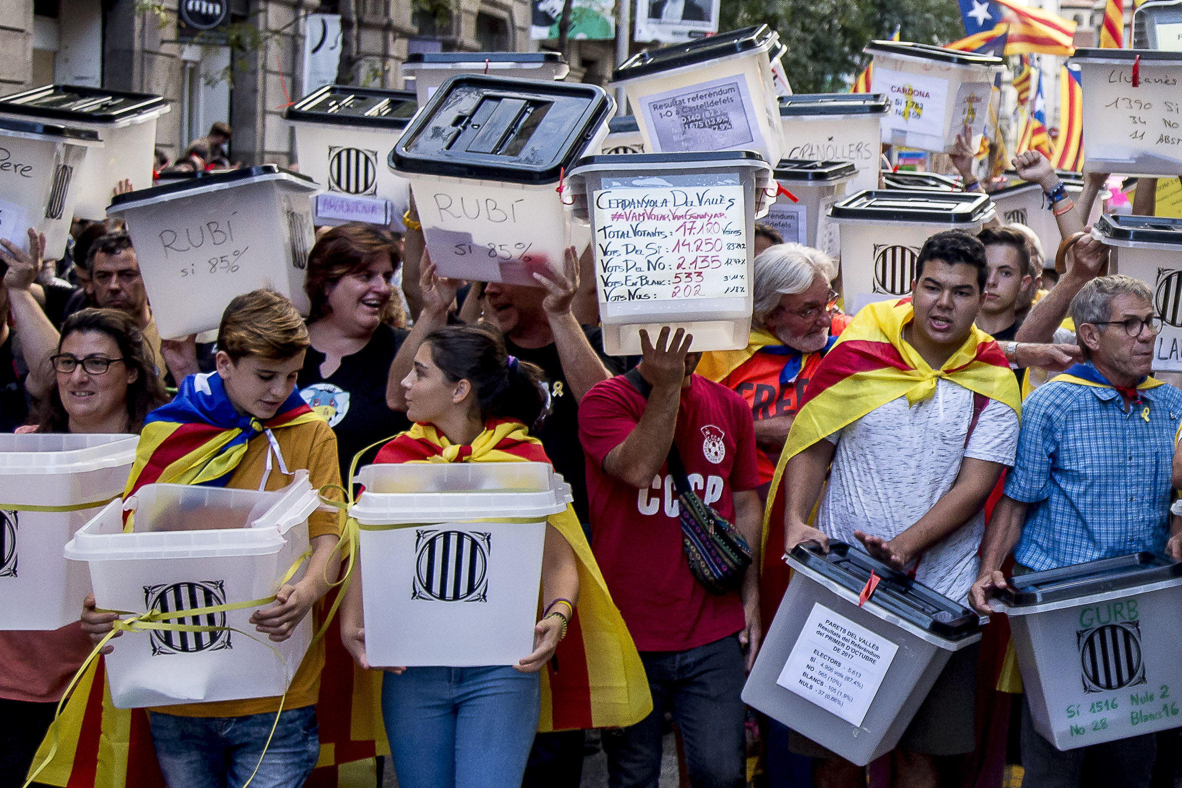 Imatge d'arxiu d'una mobilització del Primer d'Octubre, l'any 2018.
