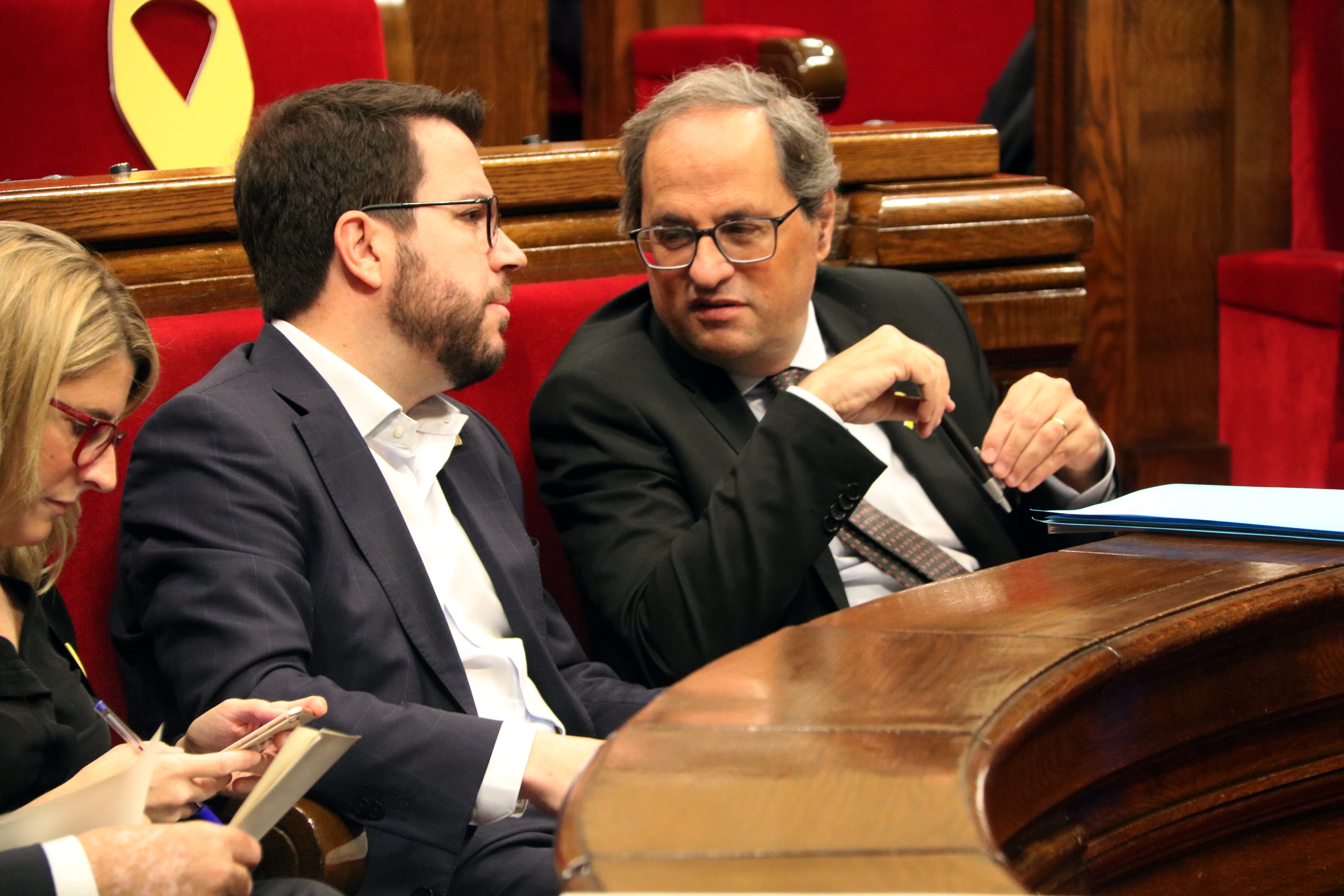Quim Torra i Pere Aragonès, al darrer ple del parlament.