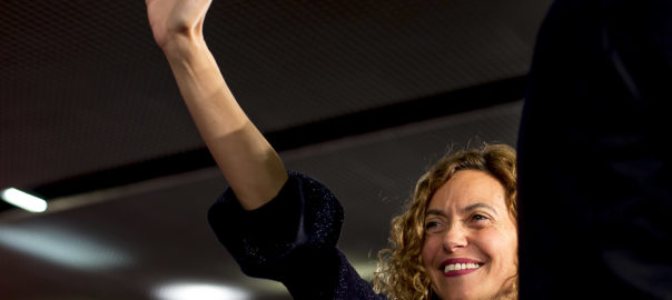 Meritxell Batet, durant l'acte de presentació de la campanya per a la batllia de Barcelona de Jaume Collboni (fotografia: Albert Salamé).