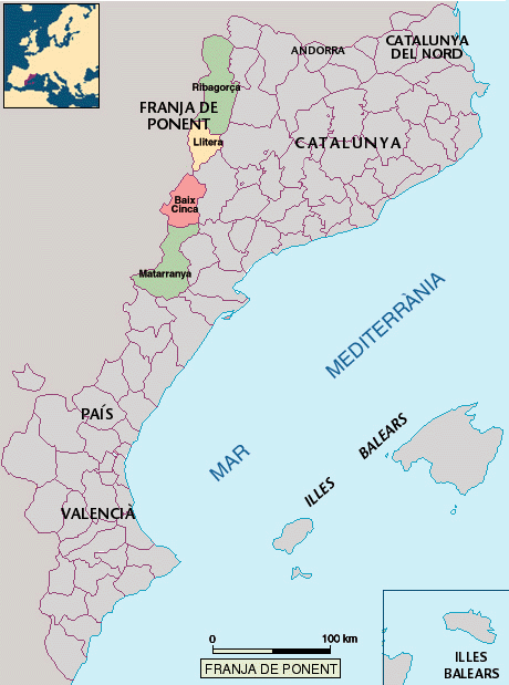 Mapa de la Franja (imatge: elaboració pròpia)