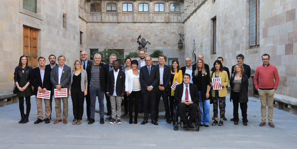 Representants dels partits que van signar el 2019 la Declaració de la Llotja de Mar: ERC, Junts, CUP, EH Bildu, BNG, Més per Mallorca i Més Menorca.