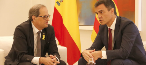 Torra i Sánchez, durant la reunió entre presidents a la Moncloa el 9 de juliol del 2018.