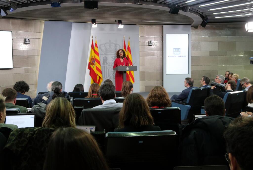 Una imatge d'arxiu d'una roda de premsa a La Moncloa amb els periodistes presents
