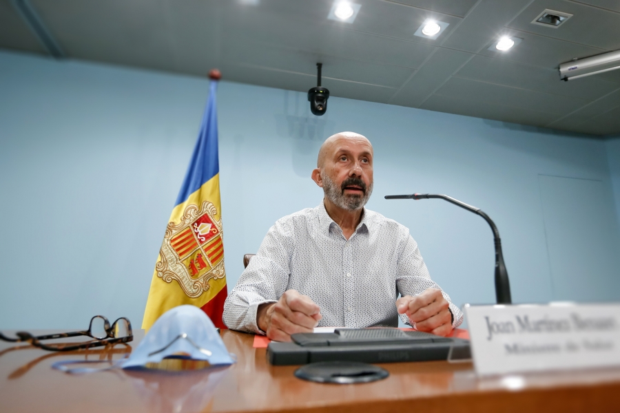 Joan Martínez Benazet, ministre de Salut, durant la compareixença de premsa