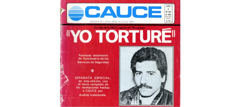 Fragment de la portada de la revista xilena Cauce, juliol de 1985.
