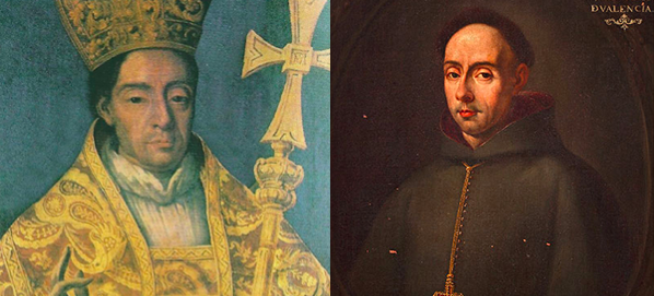Dos retrats d'Antoni Folch de Cardona. Un de quan era arquebisbe de València i el segon, essent frare franciscà