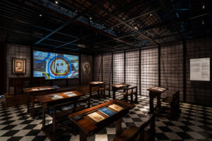 Àmbit 7 de l'exposició 'Per una educació en llibertat'. El franquisme: repressió i adoctrinament (1939-1976).