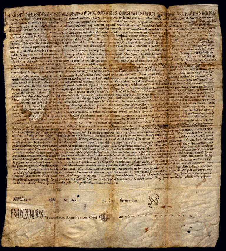 Signatura de Ramon de Cabó al testament de Guillem Guitard de Caboet (Fotografia: Arxiu del Bisbat d'Urgell).