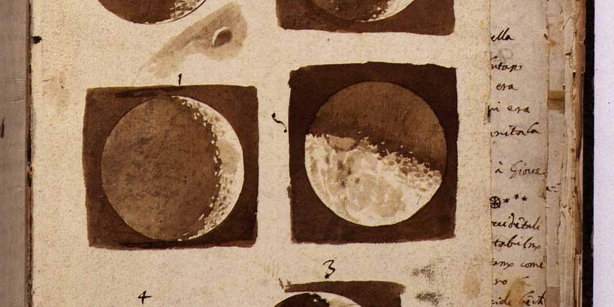 Detall de dibuixos de la Lluna fets per Galileu
