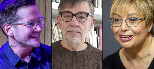 D'esquerra a dreta, els escriptors Sebastià Portell, Manuel Alonso i Gemma Pasqual.