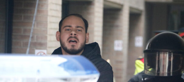 Pablo Hasel, en un moment de la detenció.