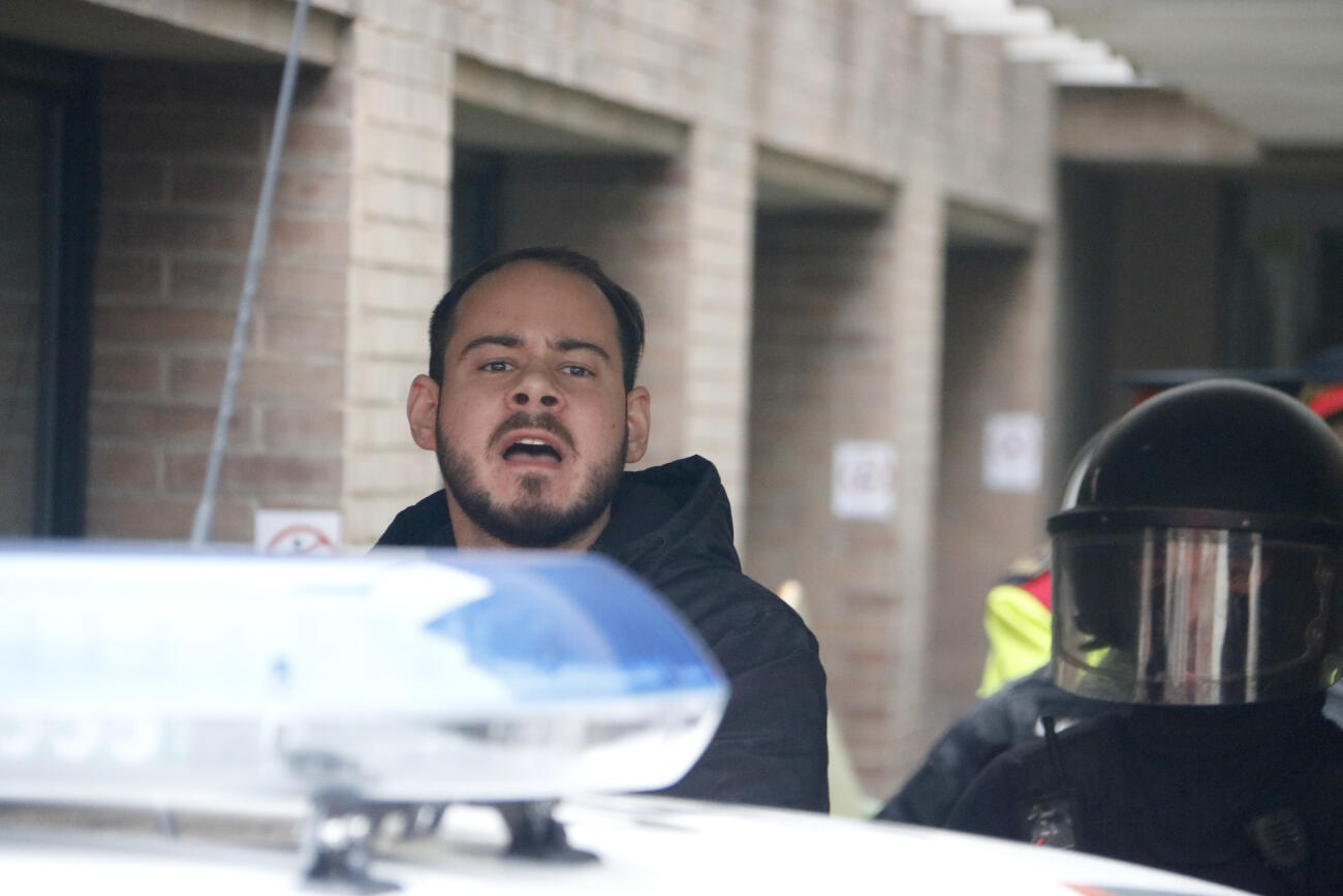 Pablo Hasel, en un moment de la detenció.