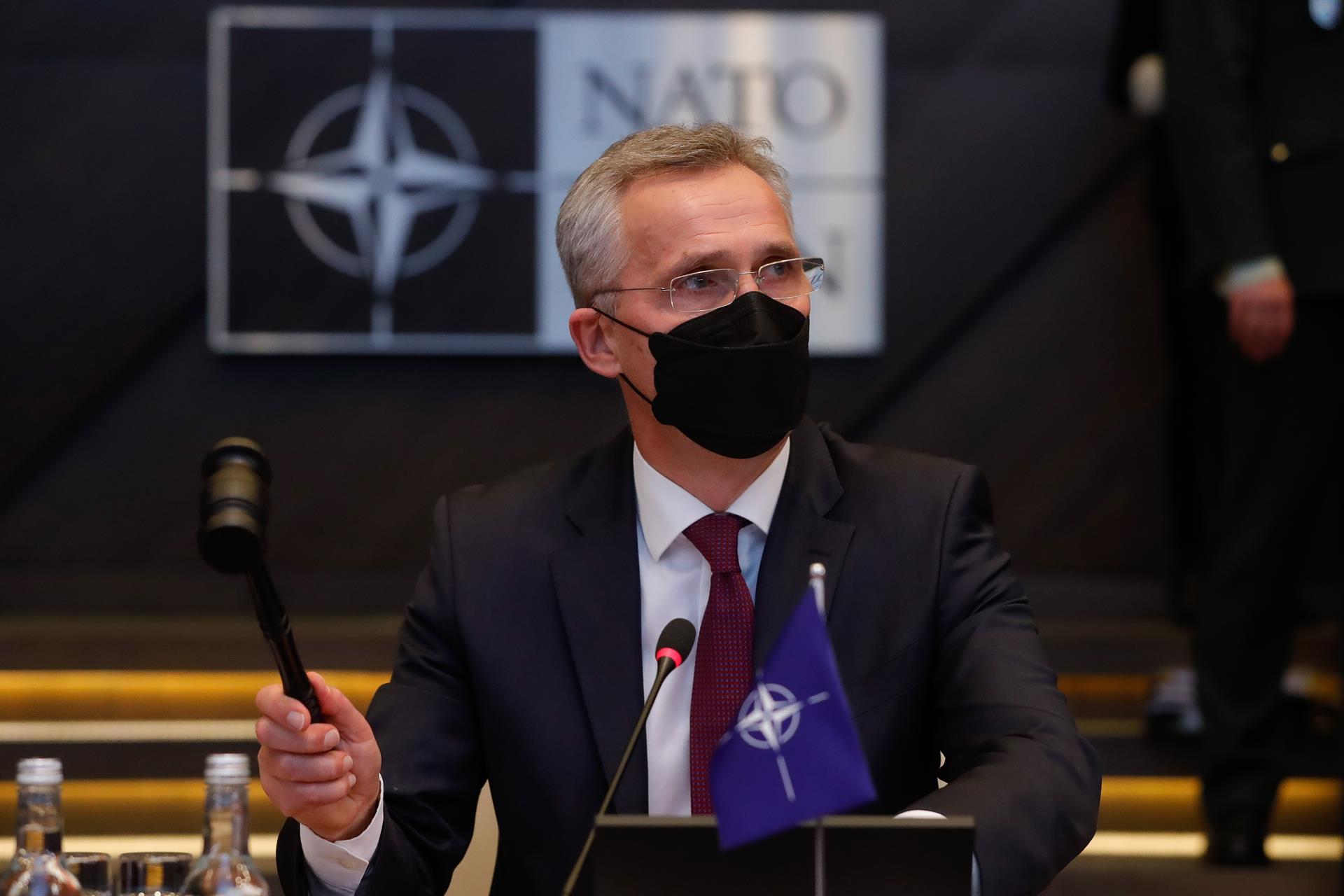 El secretari General de l'OTAN, Jens Stoltenberg, al començament de la reunió dels ministres de Defensa de l'OTAN a Brussel·les. Fotografia: EFE/EPA/Stephanie Lecocq