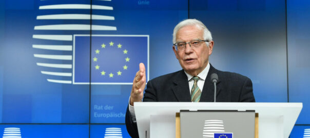 L'alt representant de la UE, Josep Borrell, en una roda de premsa després del Consell d'Afers Exteriors