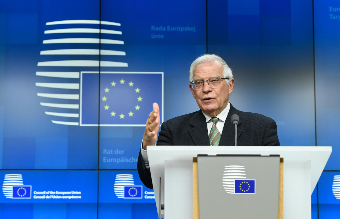 L'alt representant de la UE, Josep Borrell, en una roda de premsa després del Consell d'Afers Exteriors