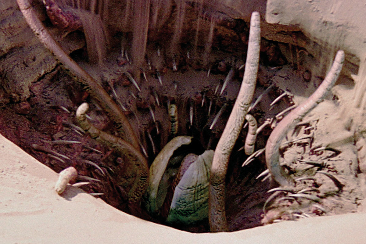 El temible sarlacc en la seua aparició en El retorn del Jedi, la tercera entrega de la trilogia original de La guerra de les galàxies./ Lucasfilm / 20th Century Fox