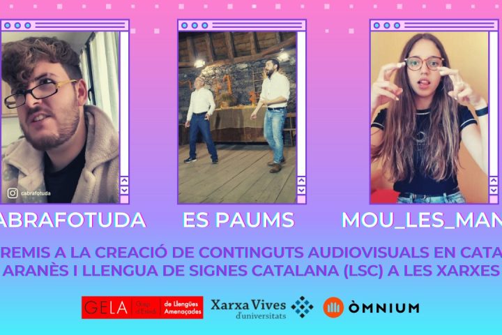 Els guanyadors dels II Premis a la Creació de Continguts Audiovisuals en català, aranès i llengua de signes catalana (LSC) a les xarxes (fotografia: Xarxa Vives d'Universitats).