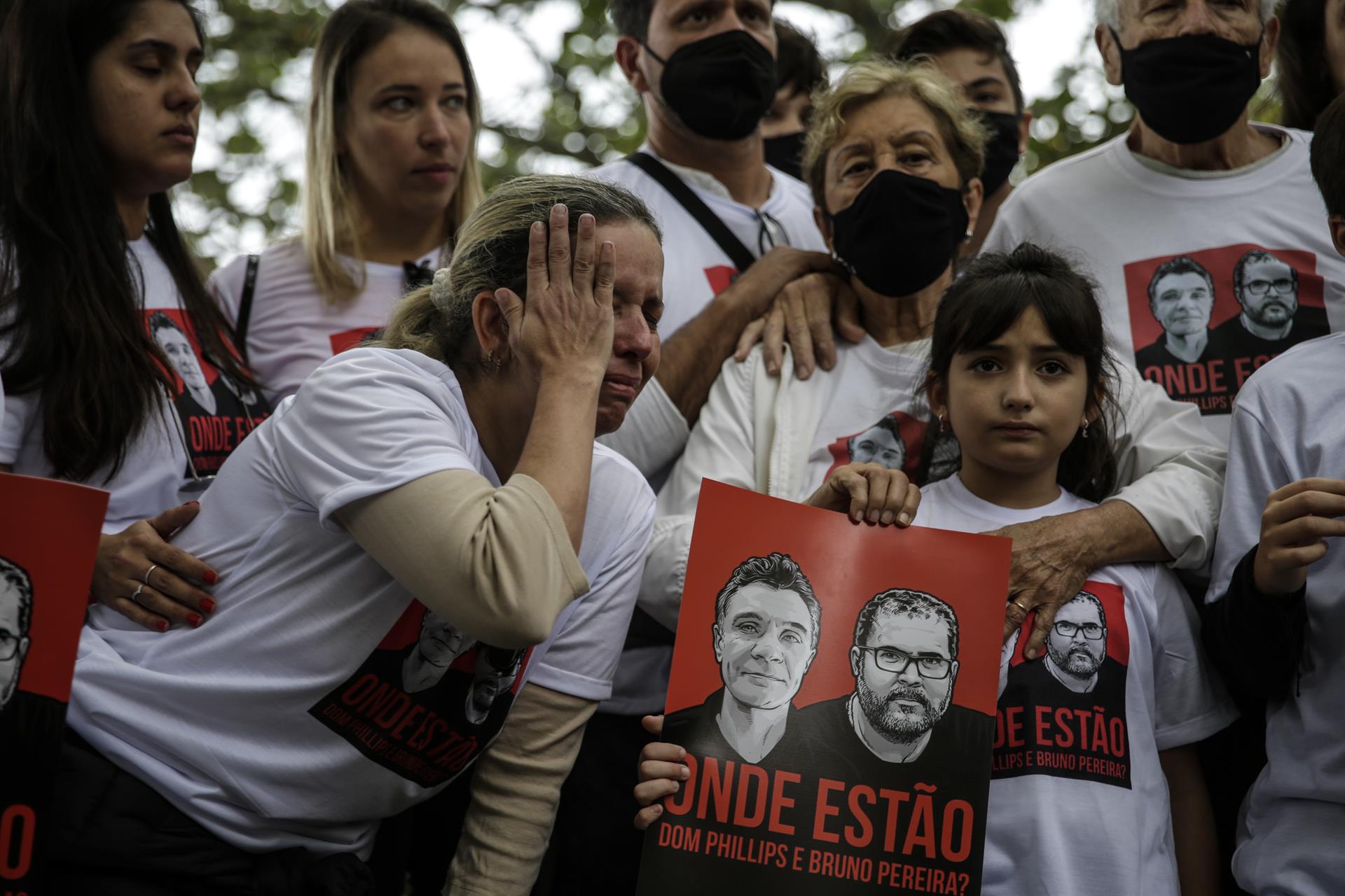 Concentració de protesta a Rio de Janeiro contra la desaparició de Phillips i Pereira. Fotografia: Antonio Lacerda/EFE.