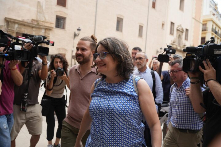 Mónica Oltra a l'arribada a l'executiva de Compromís. Fotografia: Jorge Gil/Europa Press