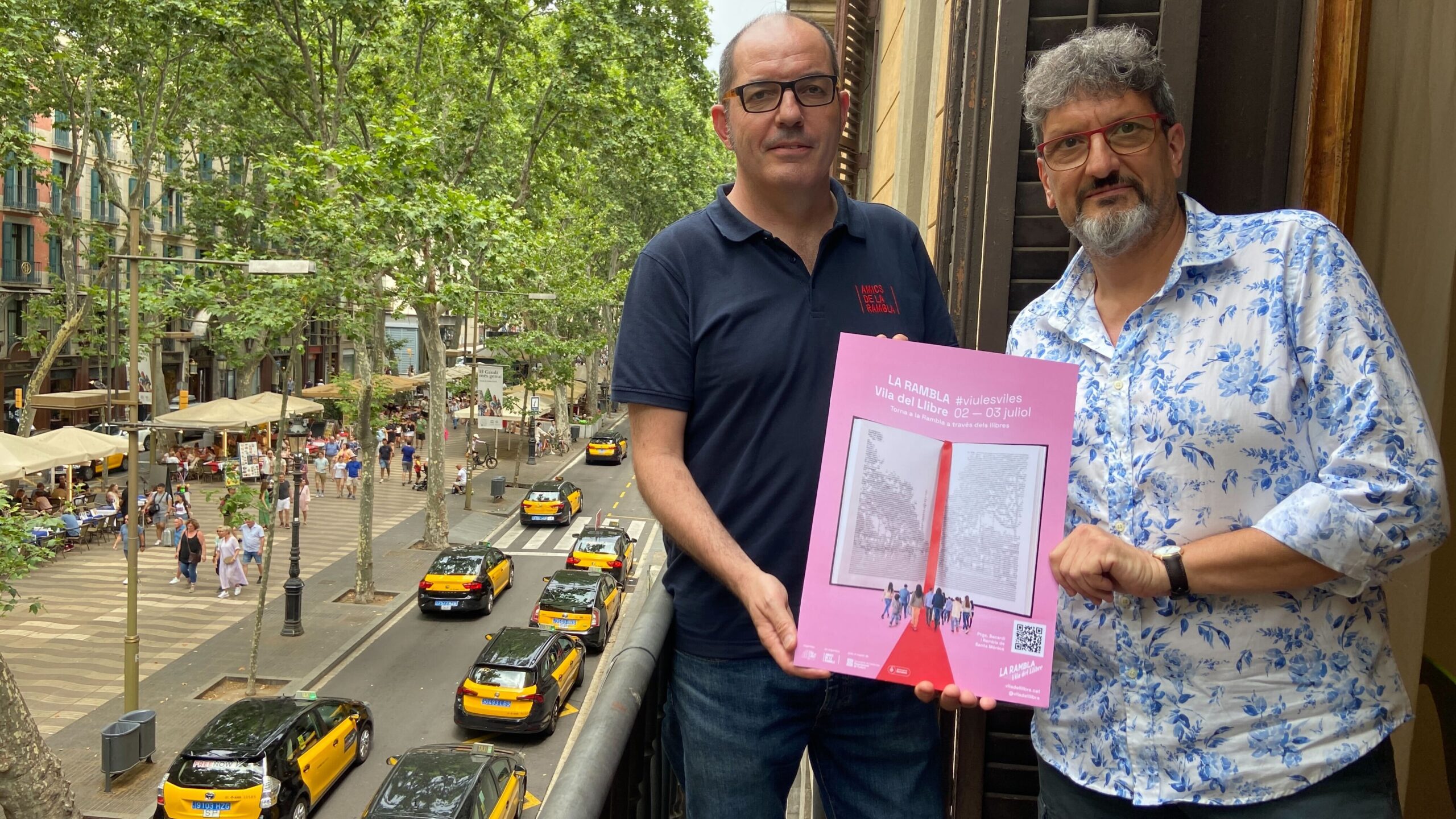 Fermí Villar, president de l'Associació d'Amics de la Rambla i Enric Bono, director de la Vila del Llibre