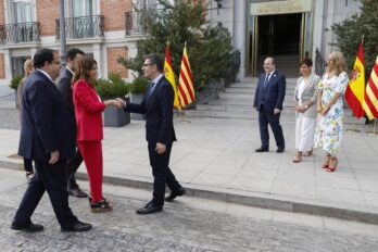 La delegació del govern català arriba a la Moncloa per a la reunió de la taula de diàleg