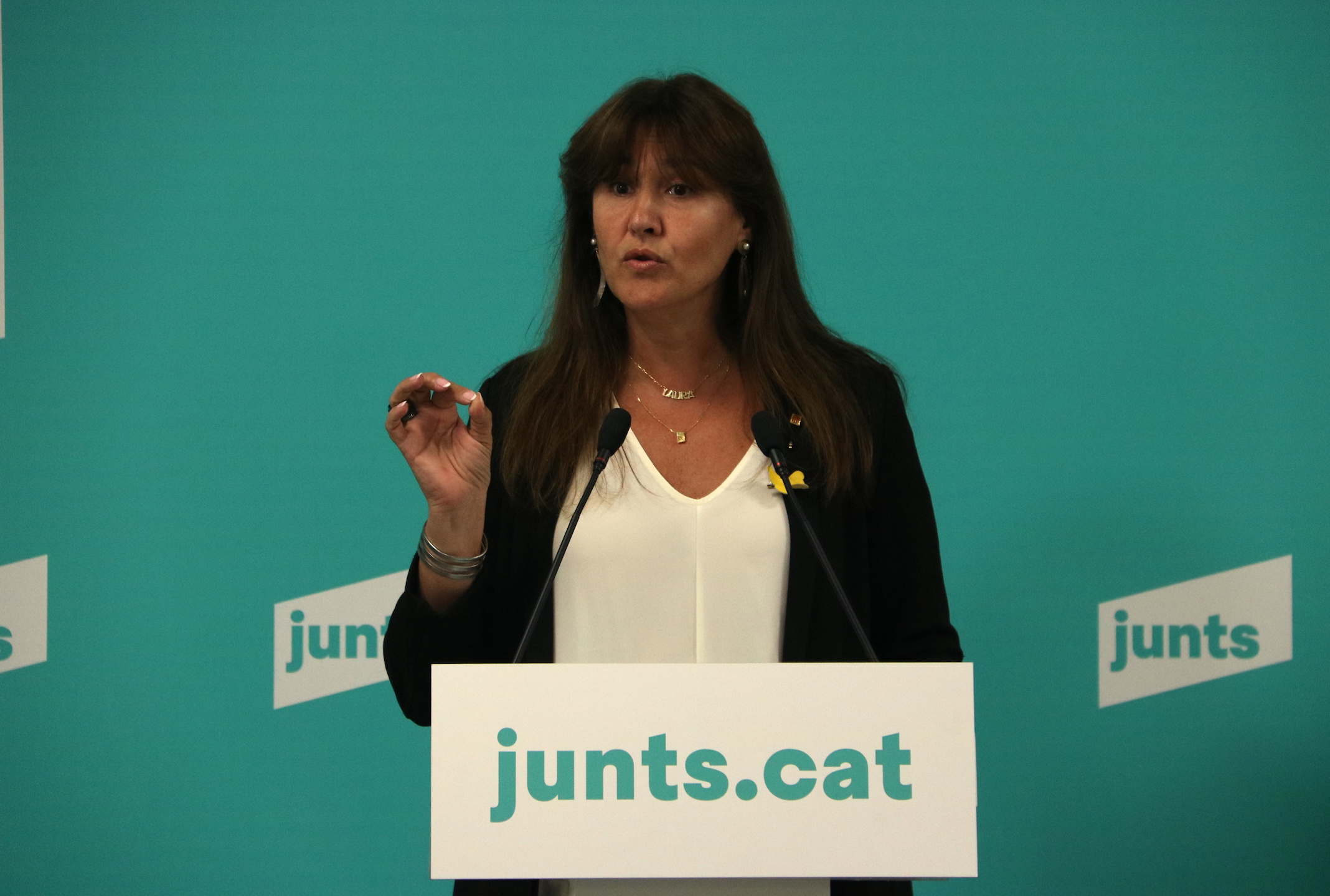 La presidenta del parlament, Laura Borràs, durant la conferència de premsa (Foto: ACN/Pau Cortina)