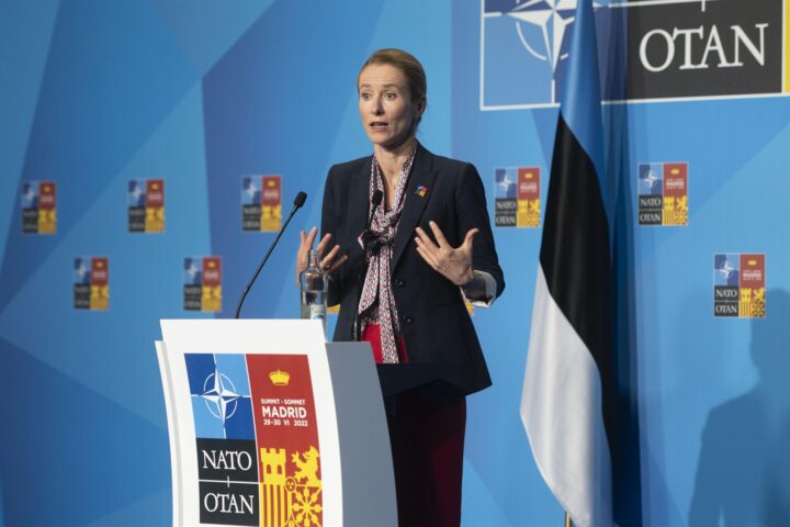 La primera ministra d'Estònia, Kaja Kallas, durant la reunió de l'OTAN (Fotografia: EuropaPress/Alberto Ortega)