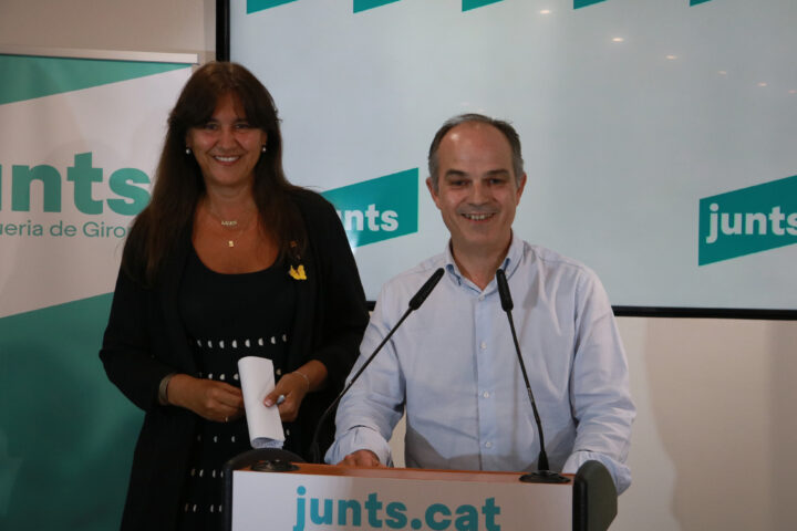 Borràs i Turull durant la conferència de premsa (fotografia: ACN/Gemma Tubert i Aleix Freixas)