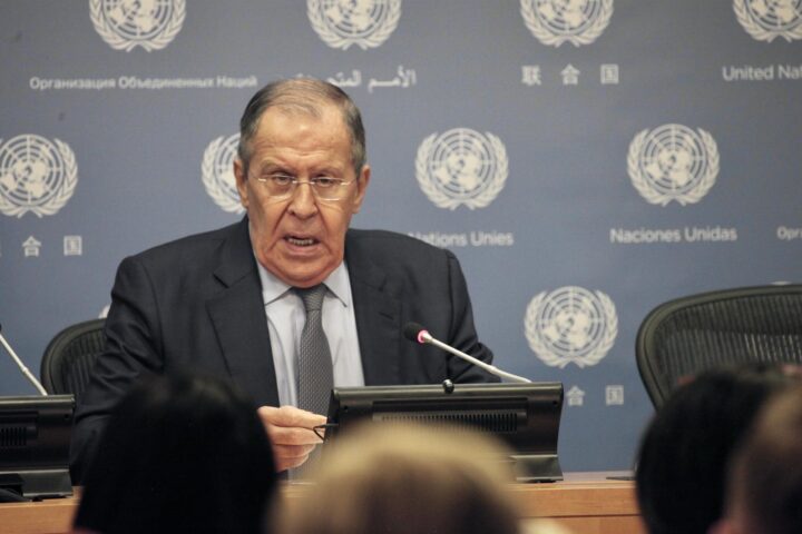 Sergei Lavrov durant la conferència de premsa de Sergei Lavrov. (Fotografia de Niyi Fote/TheNEWS2 via ZUMA Press / DPA)