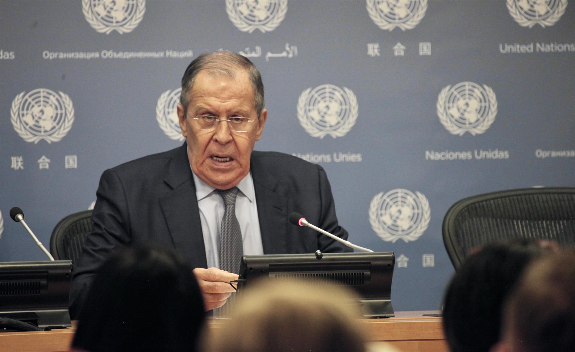 Sergei Lavrov durant la conferència de premsa de Sergei Lavrov. (Fotografia de Niyi Fote/TheNEWS2 via ZUMA Press / DPA)