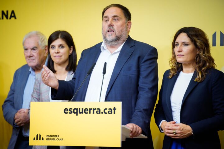 Oriol Junqueras, durant la conferència de premsa (fotografia: ERC/Gerard Magrinyà).
