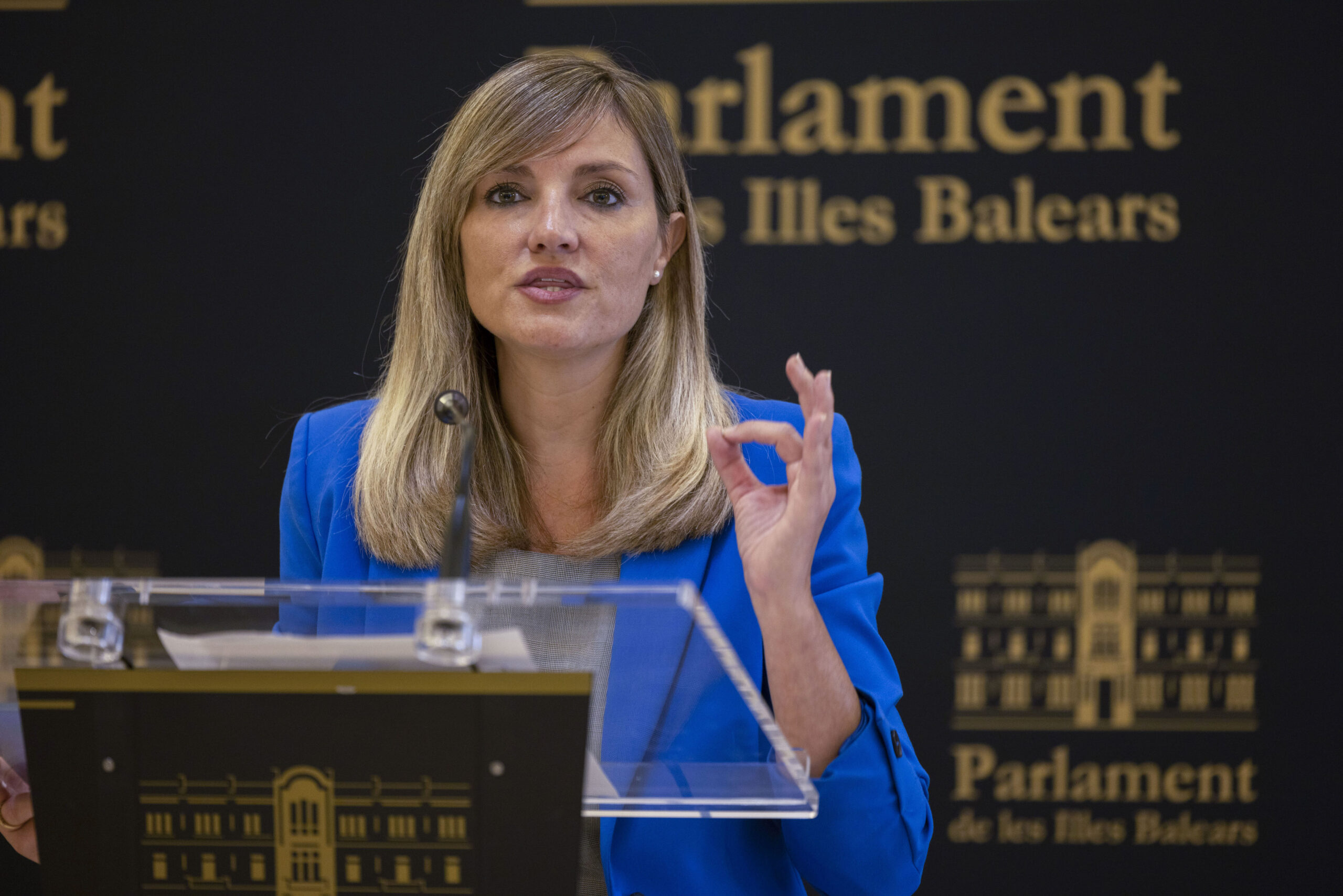 La diputada de Ciutadans, Patricia Guasp, fent una conferència de premsa (fotografia: EFE/Cati Cladera)