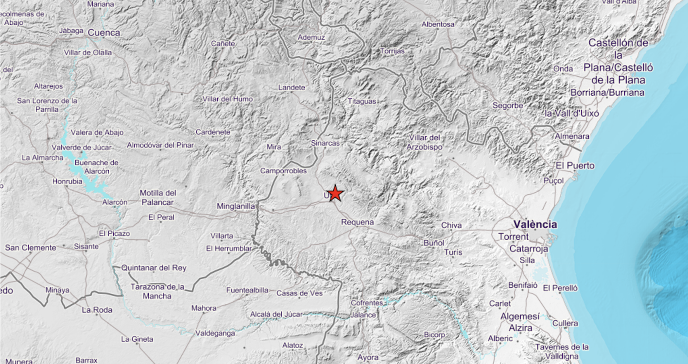 El punt en què hi ha hagut el moviment sísmic (fotografia: Institut Geogràfic espanyol)