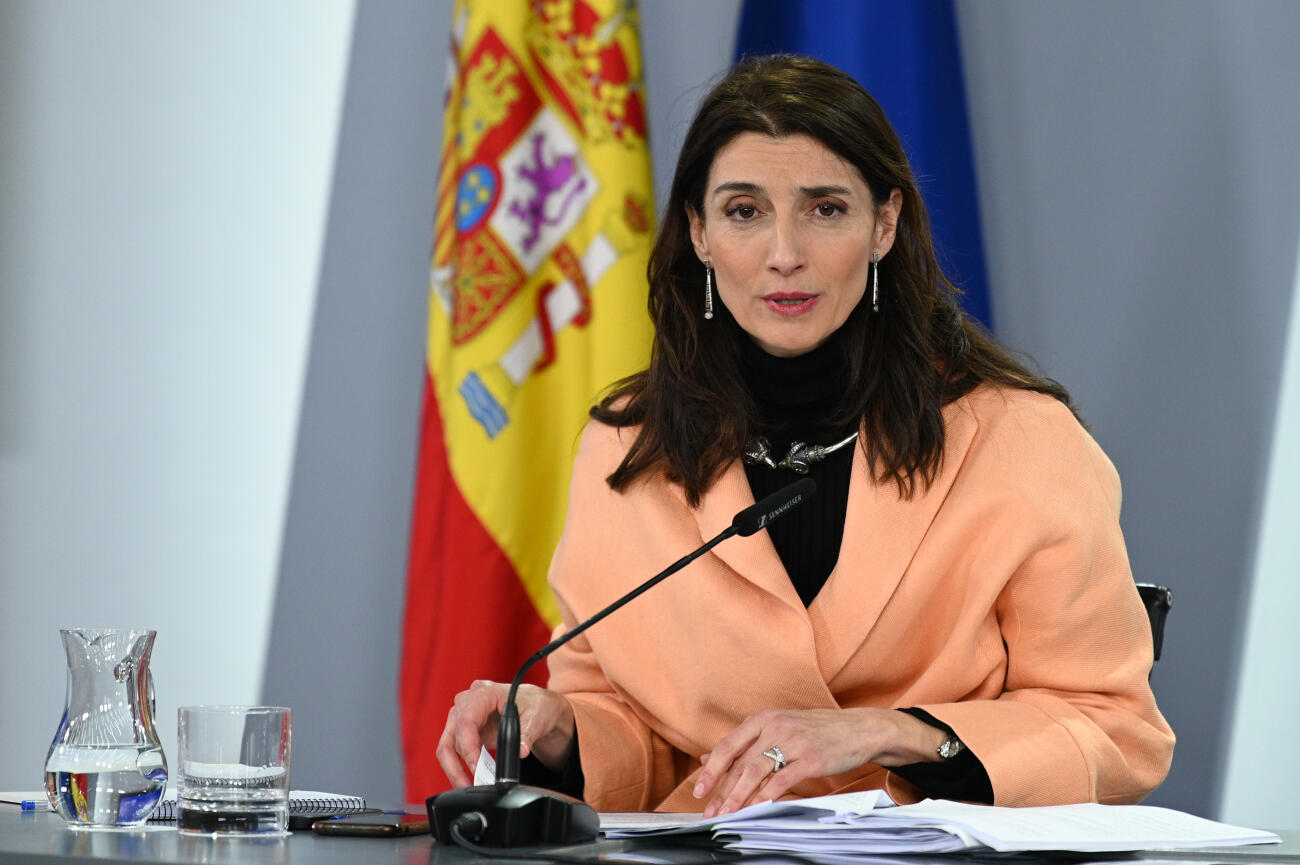 La ministra de Justícia espanyola, Pilar Llop, en conferència de premsa a la Moncloa