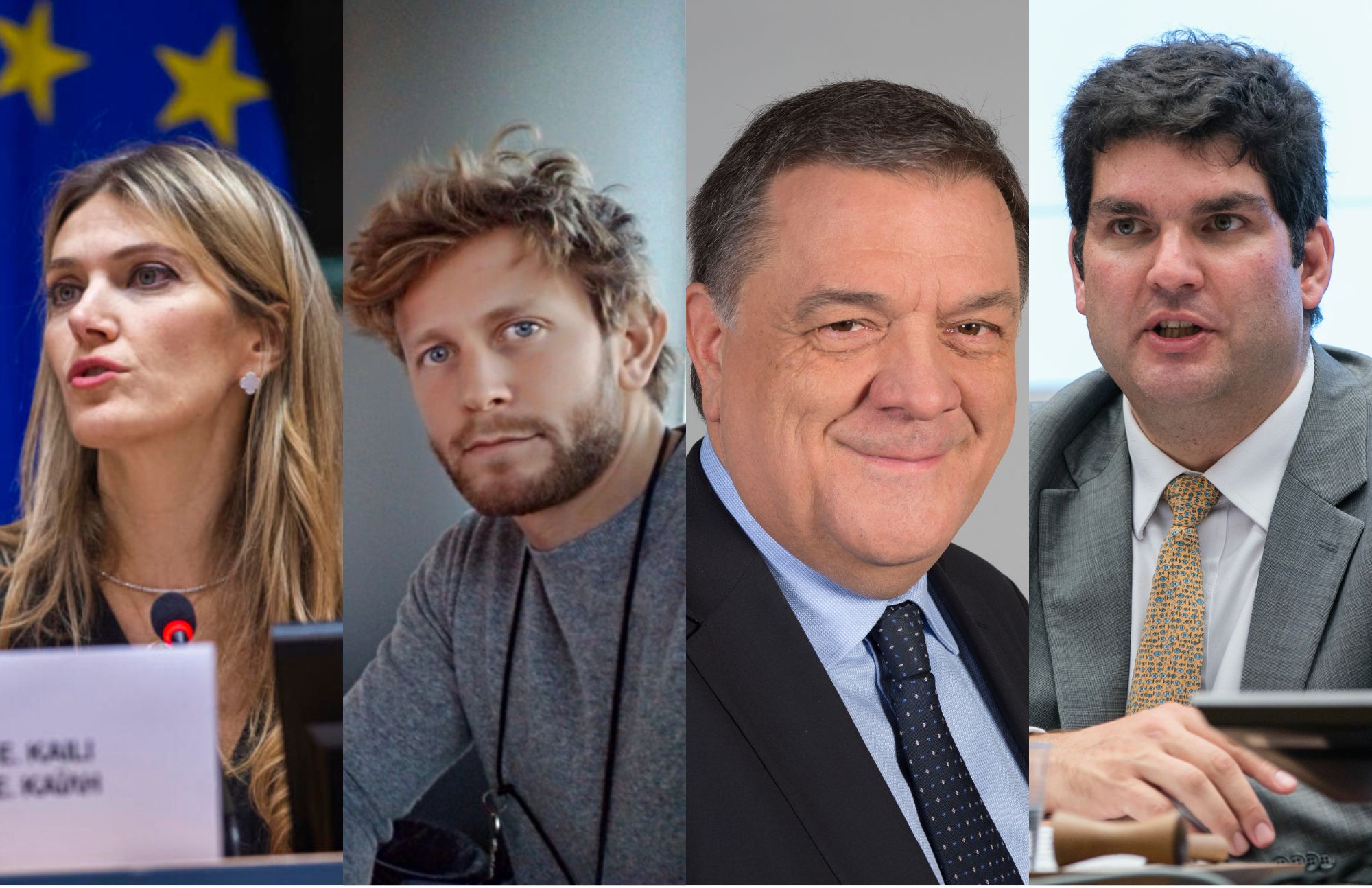 Fotomuntatge amb imatge d'Eva Kailí, Francesco Giorgi, Pier Antonio Panzeri i Niccolò Figà-Talamanca, els quatre detinguts.