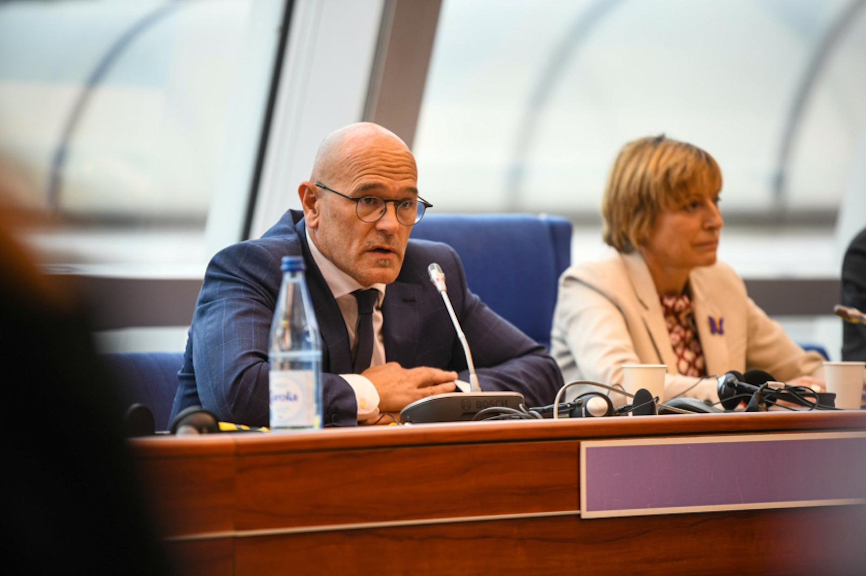 Raül Romeva i Carme Forcadell, durant l'acte (fotografia: Marc Puig).