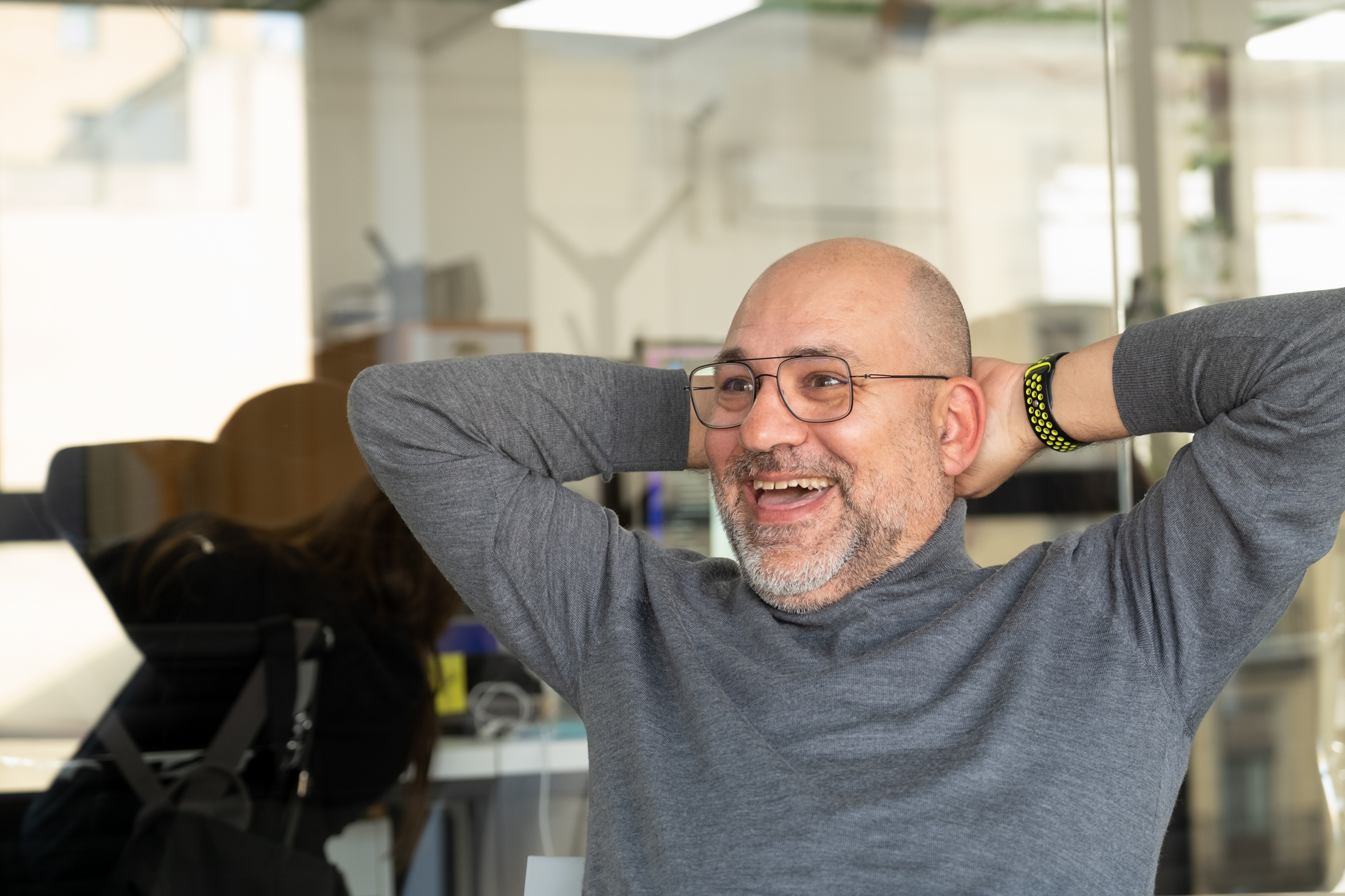 Josep Maria Ganyet, a la seu de l'empresa Mortensen, a Barcelona, aquest dimecres (Foto: Adiva Koenigsberg)