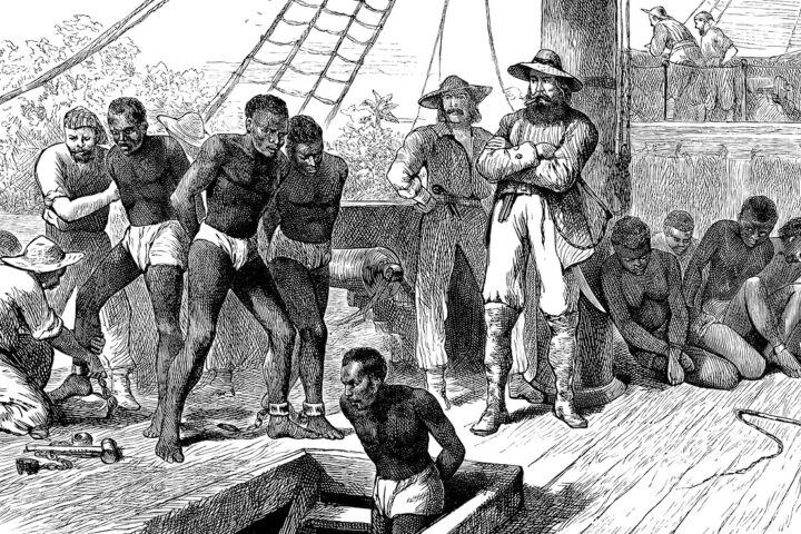 Els esclaus comprats pugen a bord (dibuix: Joseph Swain, 1835).