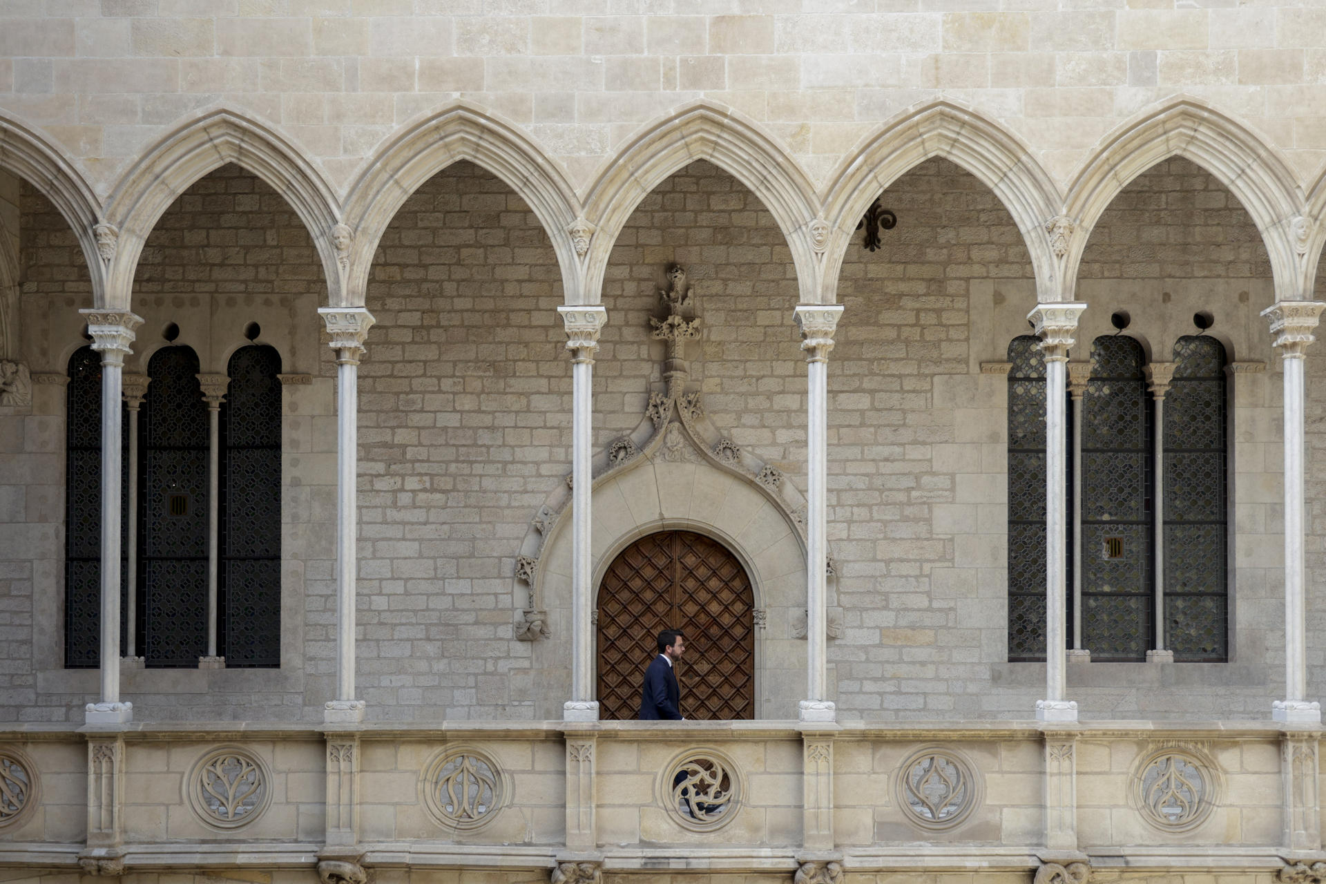 El president Aragonès després de la compareixença d'ahir. (Fotografia de Quique García)