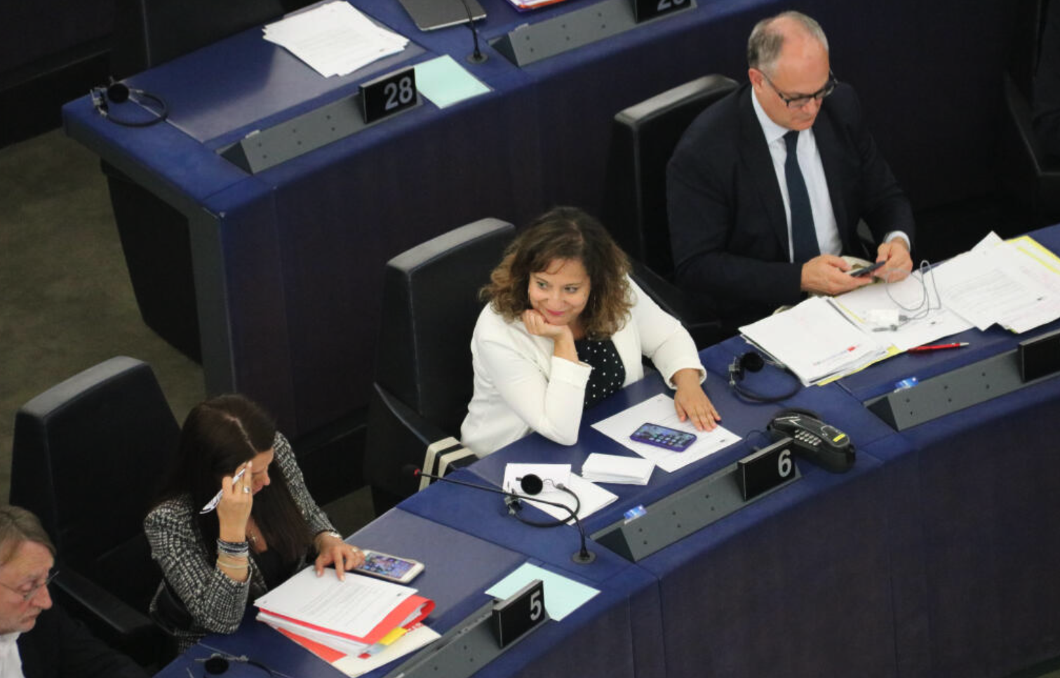La líder del grup socialista al Parlament Europeu, Iratxe García, en un ple de la cambra