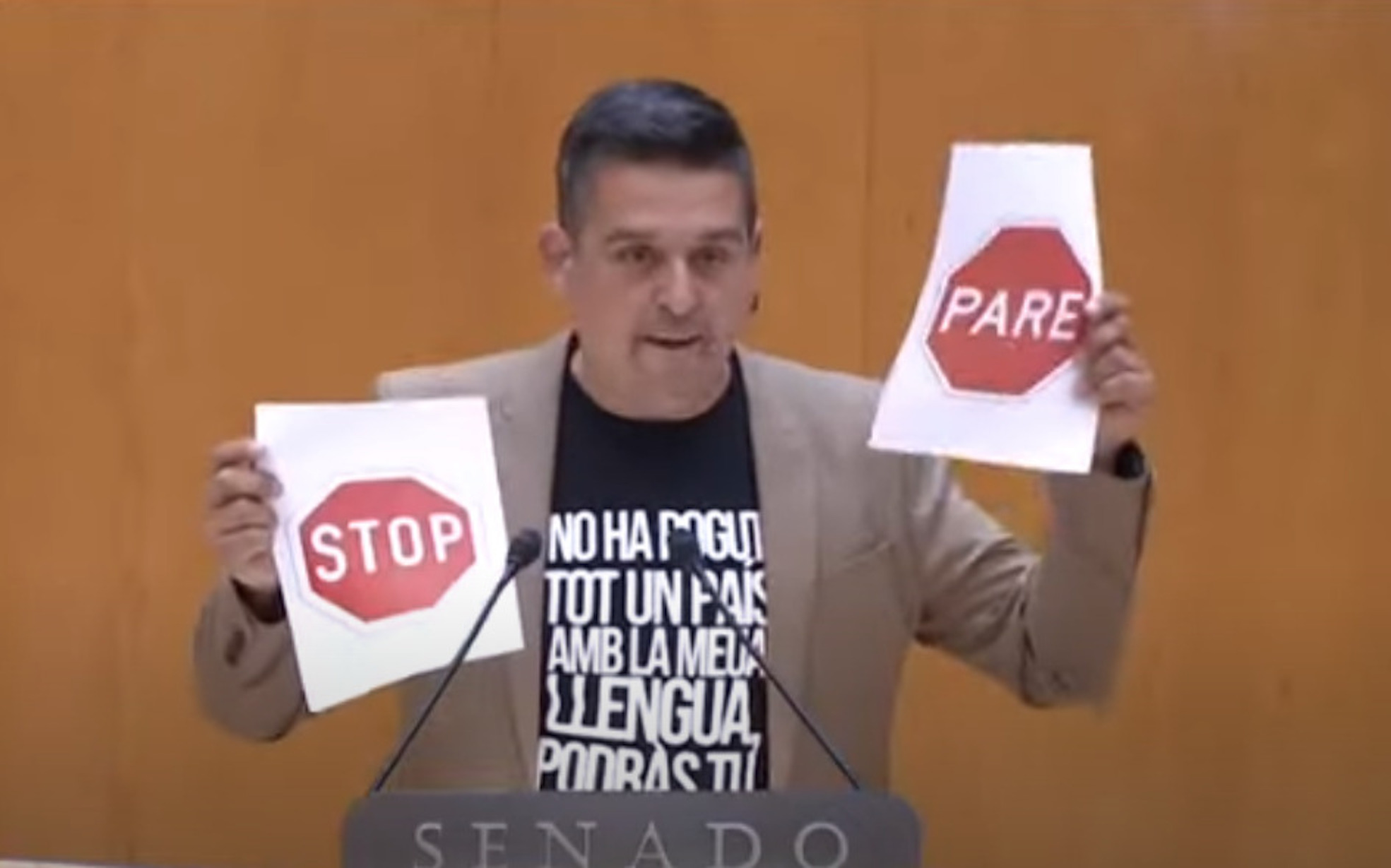 Carles Mulet en un moment de la intervenció al senat espanyol