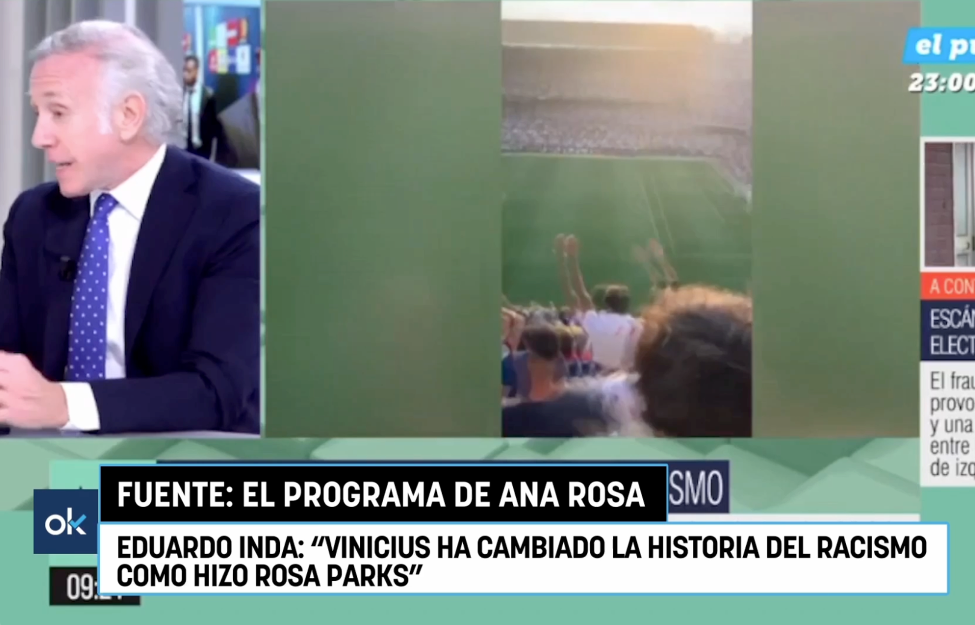 El director d'Okdiario, Eduardo Inda, parla sobre el cas Vinícius a 'El programa de Ana Rosa'.