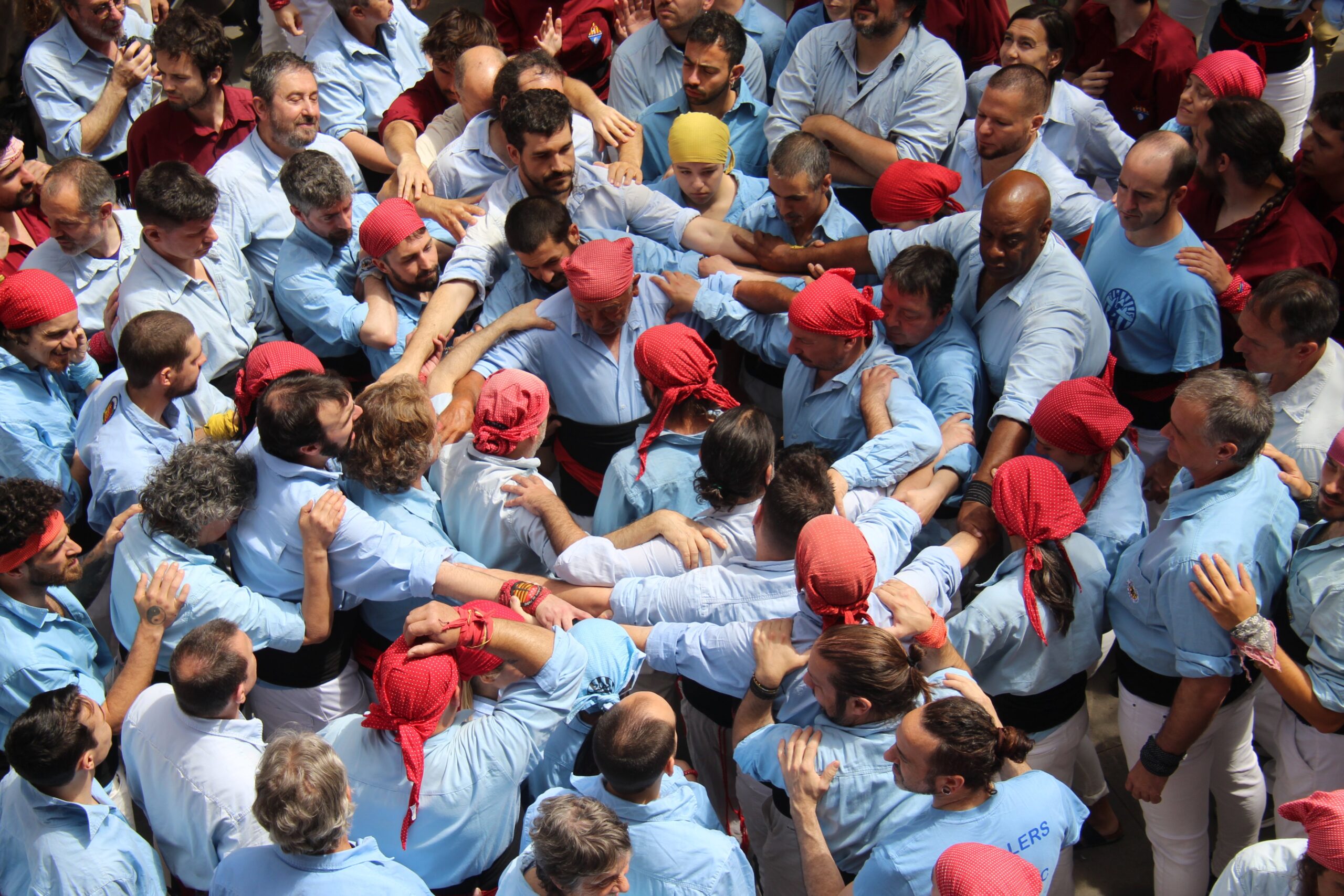 Imatge d'arxiu d'un assaig a la llotja de Barcelona (fotografia: Els Castellers del Poble Sec).