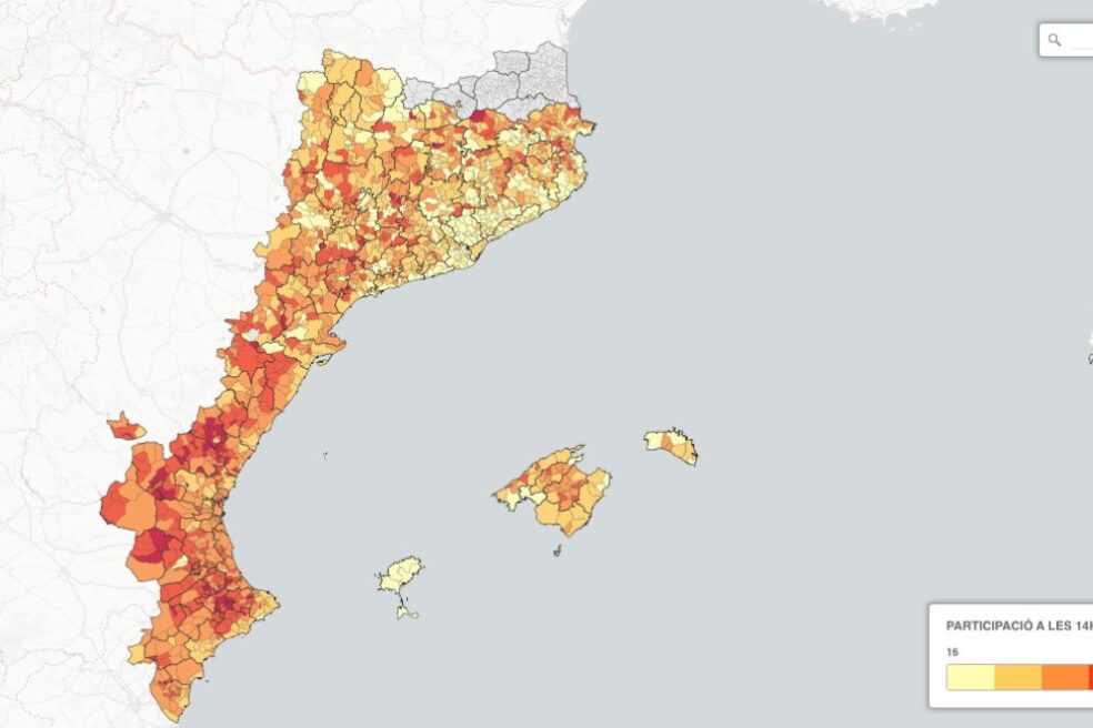 [MAPA] Baixa la participació de les municipals a Catalunya, però puja al País Valencià i les Illes